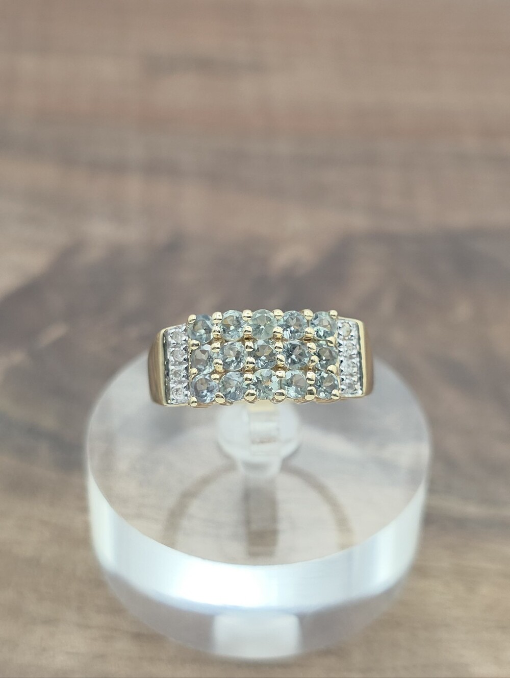 Vintage Fine Jewelry 14k Gold Alexandrite & Diamond Three Row Band Ring